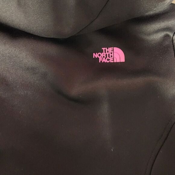The North Face Womens Sz L Pullover Hooded Sweatshirt Hoodie Black Purple Logo - Picture 5 of 10